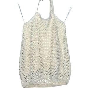 Garage halter top-size P/S-NWT-crochet w lining, tie‎ neck,metallic thread